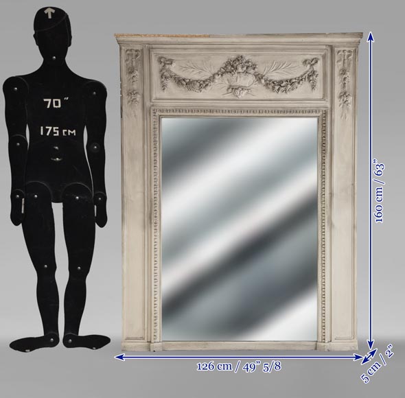 Trumeau de style Louis XVI décoré d'un panier de fruits Trumeau de style Louis XVI décoré d'un panier de fruits-7