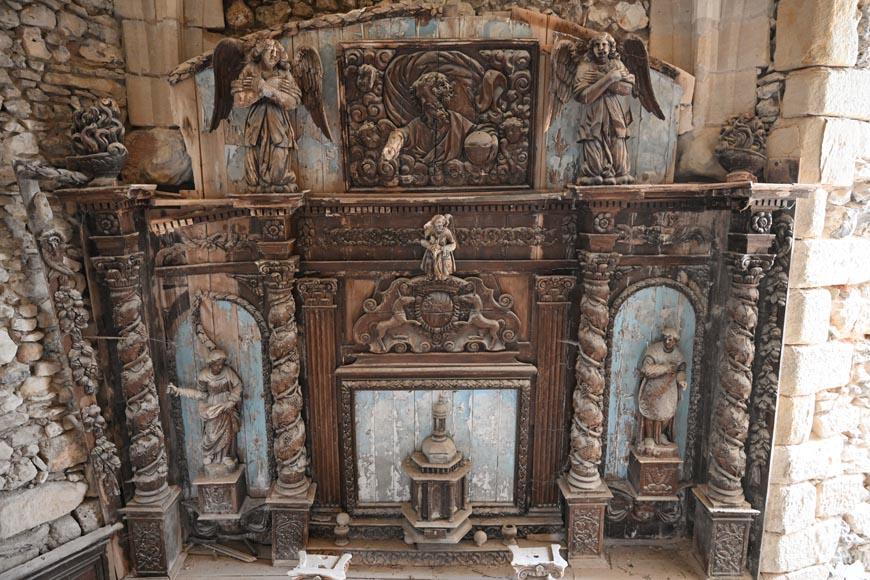 Autel et retable d'église baroques de la fin du XVIIe siècle Autel et retable d'église baroques de la fin du XVIIe siècle-4