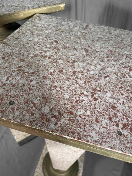 Paire de selettes des années 50 en trompe l'oeil granité Paire de selettes des années 50 en trompe l'oeil granité-3