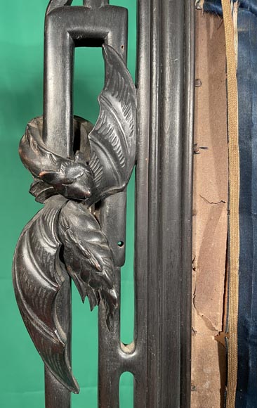 Pare étincelle de style japonisant en bois noirci Pare étincelle de style japonisant en bois noirci-4