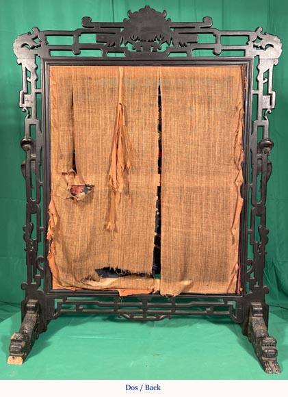 Pare étincelle de style japonisant en bois noirci Pare étincelle de style japonisant en bois noirci-8