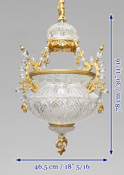 BACCARAT (Attribué à) - Lustre oriental en cristal et bronze doré inspiré d'une lampe de mosquée BACCARAT (Attribué à) - Lustre oriental en cristal et bronze doré inspiré d'une lampe de mosquée-15