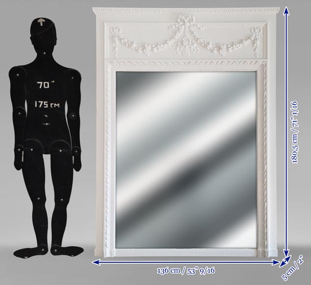 Trumeau de style Louis XVI au panier fleuri et guirlande de fleurs Trumeau de style Louis XVI au panier fleuri et guirlande de fleurs-8