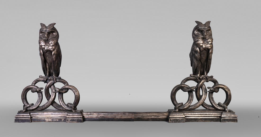 E. CLAVIER, Barre de chenet aux hiboux grands-ducs, Exposition Universelle de 1867 E. CLAVIER, Barre de chenet aux hiboux grands-ducs, Exposition Universelle de 1867-0