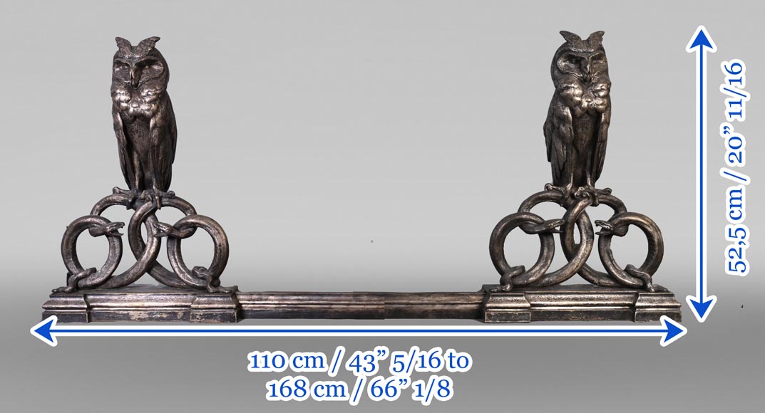 E. CLAVIER, Barre de chenet aux hiboux grands-ducs, Exposition Universelle de 1867 E. CLAVIER, Barre de chenet aux hiboux grands-ducs, Exposition Universelle de 1867-8