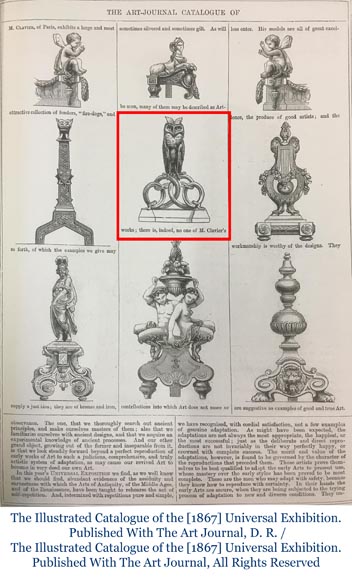 E. CLAVIER, Barre de chenet aux hiboux grands-ducs, Exposition Universelle de 1867 E. CLAVIER, Barre de chenet aux hiboux grands-ducs, Exposition Universelle de 1867-9