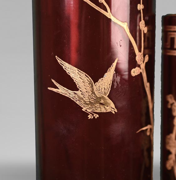 BACCARAT, paire de doubles vases au décor japonisant, vers 1880 BACCARAT, paire de doubles vases au décor japonisant, vers 1880-4