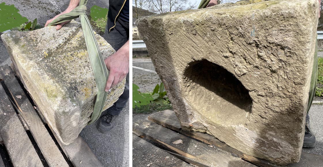 Imposant bénitier ancien en pierre Imposant bénitier ancien en pierre-11