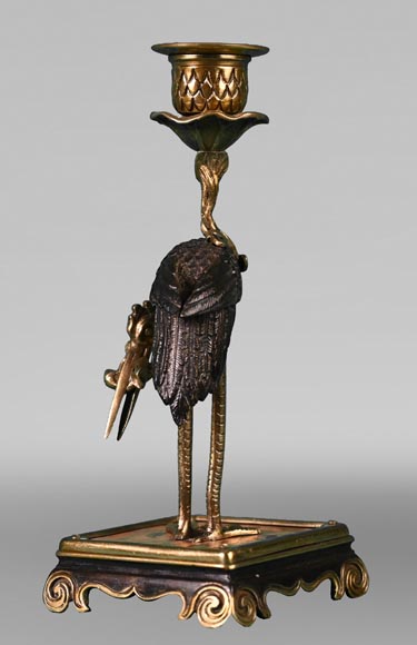 Ferdinand DUVINAGE (attribué à), Ensemble japonisant composé d'un encrier et d'une paire de bougeoirs, vers 1867-1874 Ferdinand DUVINAGE (attribué à), Ensemble japonisant composé d'un encrier et d'une paire de bougeoirs, vers 1867-1874-7