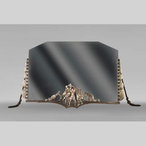 Georges Marius BORETTI, Miroir Art Déco au décor de joueurs de rugby, vers 1930