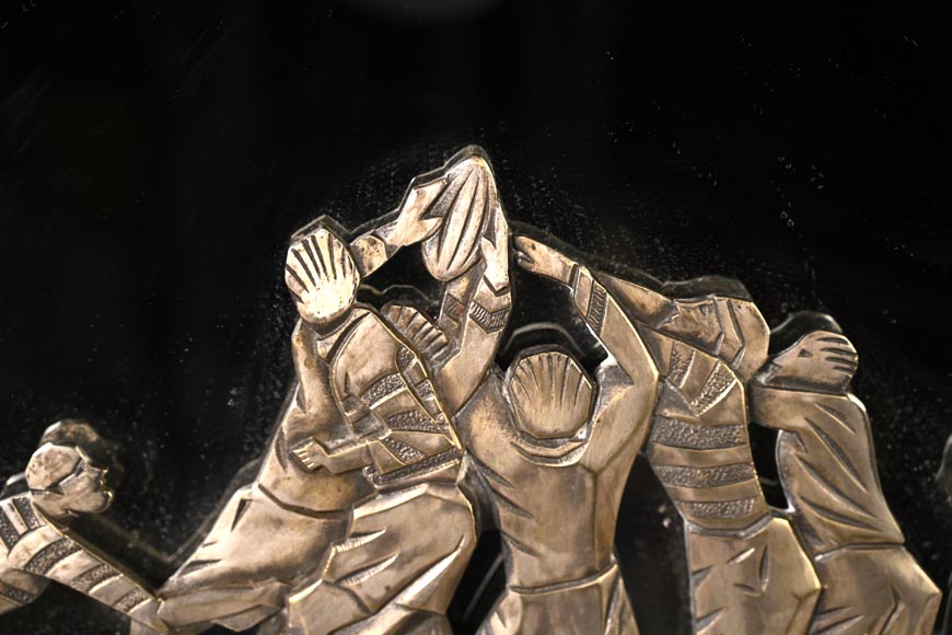 Georges Marius BORETTI, Miroir Art Déco au décor de joueurs de rugby, vers 1930 Georges Marius BORETTI, Miroir Art Déco au décor de joueurs de rugby, vers 1930-3