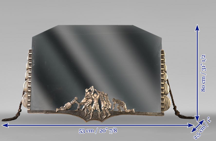 Georges Marius BORETTI, Miroir Art Déco au décor de joueurs de rugby, vers 1930 Georges Marius BORETTI, Miroir Art Déco au décor de joueurs de rugby, vers 1930-6