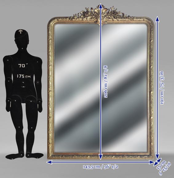 Grand trumeau doré de style Régence surmonté d'une palmette Grand trumeau doré de style Régence surmonté d'une palmette-8