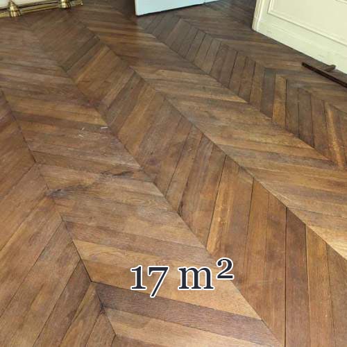 Lot d'environ 17 m² de parquet en point de hongrie