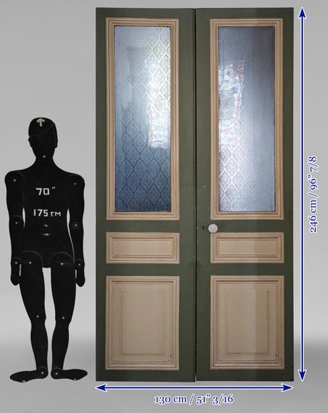 Double porte de style Napoléon III aux verres gravés Double porte de style Napoléon III aux verres gravés-10