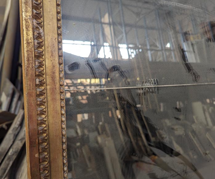 Grand trumeau doré de style Louis XVI, miroir en deux parties Grand trumeau doré de style Louis XVI, miroir en deux parties-2