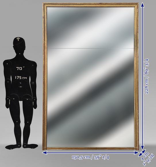 Grand trumeau doré de style Louis XVI, miroir en deux parties Grand trumeau doré de style Louis XVI, miroir en deux parties-7