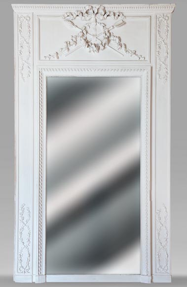 Petit trumeau de style Louis XVI à couronne de roses Petit trumeau de style Louis XVI à couronne de roses-0