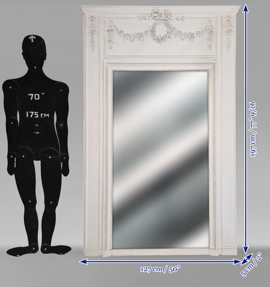 Trumeau de style Louis XVI décoré d'une guirlande de fleurs Trumeau de style Louis XVI décoré d'une guirlande de fleurs-8