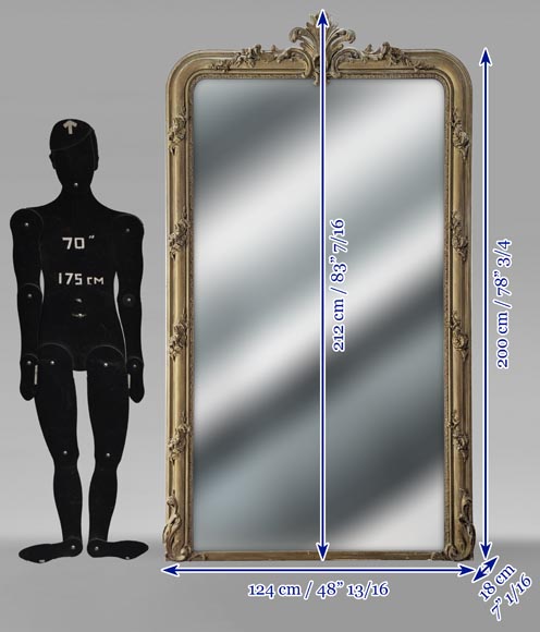 Trumeau de style Louis XV à palmette peint en doré Trumeau de style Louis XV à palmette peint en doré-6