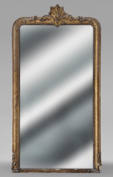 Trumeau doré de style Louis XV à décor gravé Trumeau doré de style Louis XV à décor gravé-0