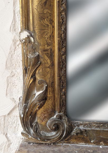 Trumeau doré de style Louis XV à décor gravé Trumeau doré de style Louis XV à décor gravé-5