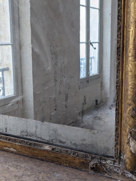 Trumeau doré de style Louis XV à décor gravé Trumeau doré de style Louis XV à décor gravé-6