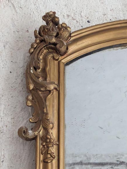 Trumeau de style Napoléon décoré d'un bouquet de fleurs, peinture doré  Trumeau de style Napoléon décoré d'un bouquet de fleurs, peinture doré -3