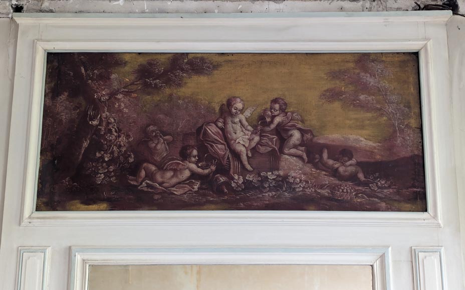 Trumeau de style Louis XVI sur le thème du vin Trumeau de style Louis XVI sur le thème du vin-1