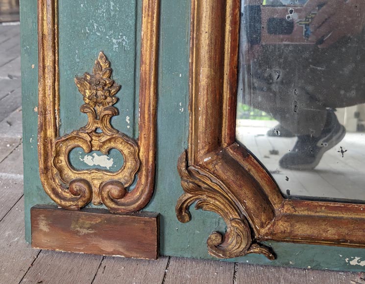 Trumeau doré d'époque Louis XV avec appliques et décoré d'une peinture Trumeau doré d'époque Louis XV avec appliques et décoré d'une peinture-12