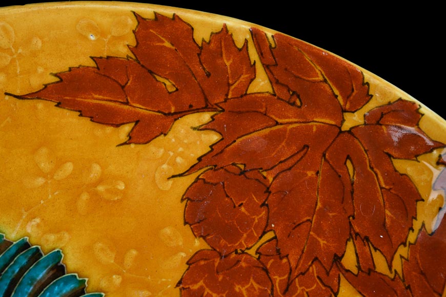 O. Milon, Émile Diffloth, Plat d’ornement au colibri, fin du XIXe siècle O. Milon, Émile Diffloth, Plat d’ornement au colibri, fin du XIXe siècle-4