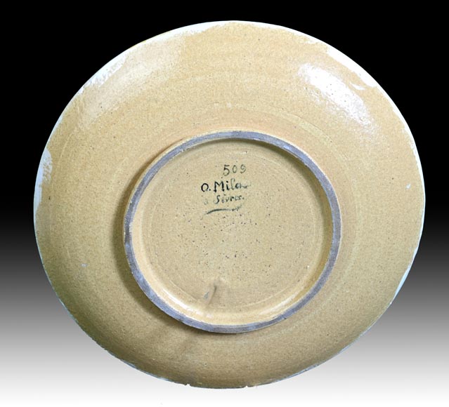 O. Milon, Émile Diffloth, Plat d’ornement au colibri, fin du XIXe siècle O. Milon, Émile Diffloth, Plat d’ornement au colibri, fin du XIXe siècle-7