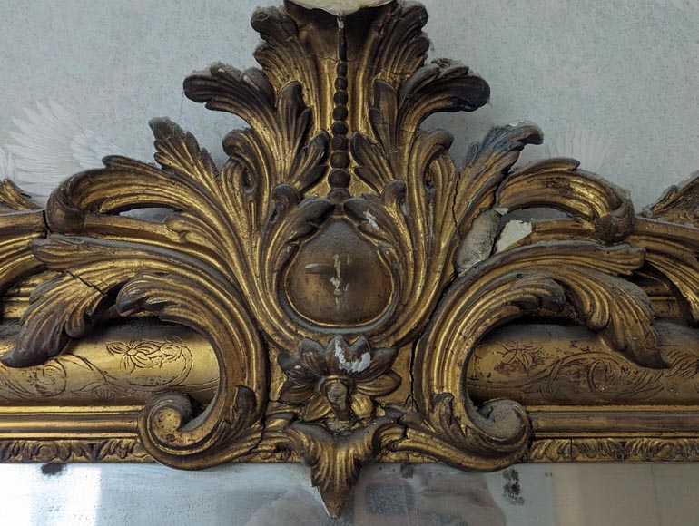 Trumeau doré de sytle Napoléon III à palmette richement décoré Trumeau doré de sytle Napoléon III à palmette richement décoré-1