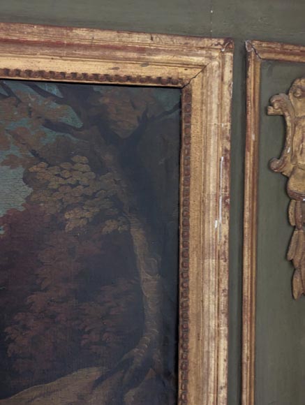 Trumeau d'époque Louis XVI orné d'une huile sur toile représentant un bord de rivière Trumeau d'époque Louis XVI orné d'une huile sur toile représentant un bord de rivière-2