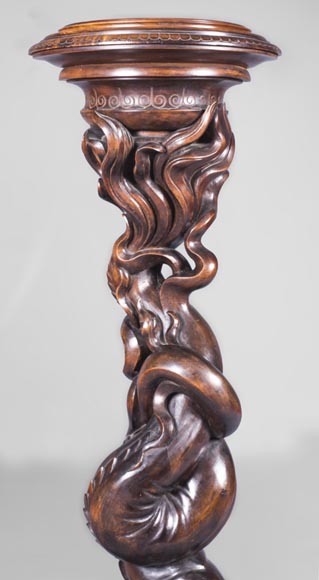 Maison des Bambous de Perret et Vibert (attribué à) - Paire de sellettes japonisantes à décor de dragons Maison des Bambous de Perret et Vibert (attribué à) - Paire de sellettes japonisantes à décor de dragons-4