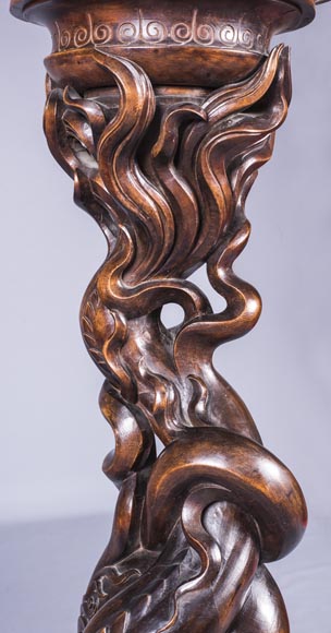 Maison des Bambous de Perret et Vibert (attribué à) - Paire de sellettes japonisantes à décor de dragons Maison des Bambous de Perret et Vibert (attribué à) - Paire de sellettes japonisantes à décor de dragons-5