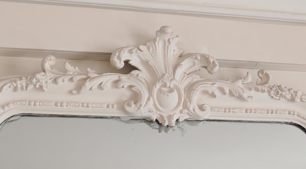 Trumeau de style Louis XV décoré d'une palmette et de fleurs Trumeau de style Louis XV décoré d'une palmette et de fleurs-2