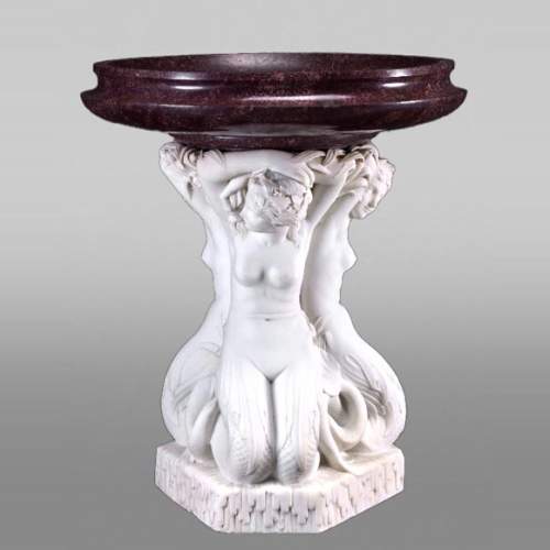 Jean-Jacques FEUCHÈRE (attribué à), Jardinière aux trois tritonnes en porphyre et en marbre, première moitié du XIXe siècle