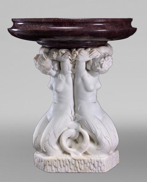 Jean-Jacques FEUCHÈRE (attribué à), Jardinière aux trois tritonnes en porphyre et en marbre, première moitié du XIXe siècle Jean-Jacques FEUCHÈRE (attribué à), Jardinière aux trois tritonnes en porphyre et en marbre, première moitié du XIXe siècle-3