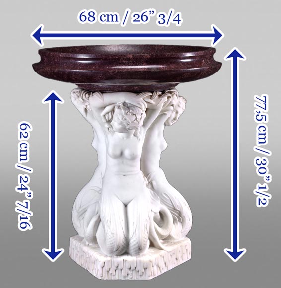 Jean-Jacques FEUCHÈRE (attribué à), Jardinière aux trois tritonnes en porphyre et en marbre, première moitié du XIXe siècle Jean-Jacques FEUCHÈRE (attribué à), Jardinière aux trois tritonnes en porphyre et en marbre, première moitié du XIXe siècle-12