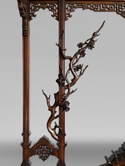 Gabriel VIARDOT, Lit japonisant doté d’un dais et accompagné de sa table de chevet, seconde moitié du XIXe siècle Gabriel VIARDOT, Lit japonisant doté d’un dais et accompagné de sa table de chevet, seconde moitié du XIXe siècle-5