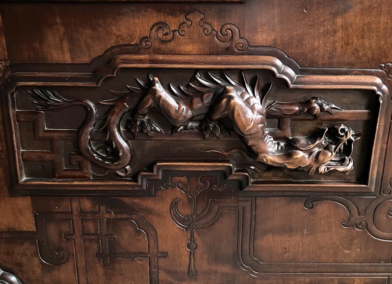 Gabriel VIARDOT, Lit japonisant doté d’un dais et accompagné de sa table de chevet, seconde moitié du XIXe siècle Gabriel VIARDOT, Lit japonisant doté d’un dais et accompagné de sa table de chevet, seconde moitié du XIXe siècle-14