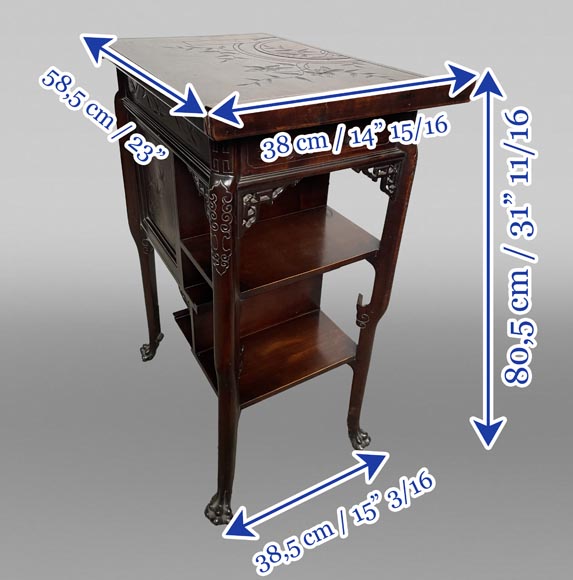 Gabriel VIARDOT, Lit japonisant doté d’un dais et accompagné de sa table de chevet, seconde moitié du XIXe siècle Gabriel VIARDOT, Lit japonisant doté d’un dais et accompagné de sa table de chevet, seconde moitié du XIXe siècle-24