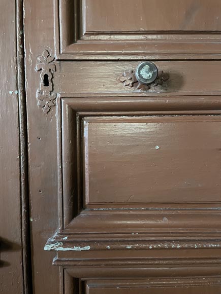 rande Double Porte Moulurée Ancienne en Bois Résineux, Peinture Sang de Bœuf rande Double Porte Moulurée Ancienne en Bois Résineux, Peinture Sang de Bœuf-4