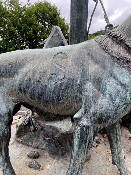 Auguste-Nicolas CAÏN, deux groupes monumentaux en bronze, socles en pierre d'origine, 1893 Auguste-Nicolas CAÏN, deux groupes monumentaux en bronze, socles en pierre d'origine, 1893-11