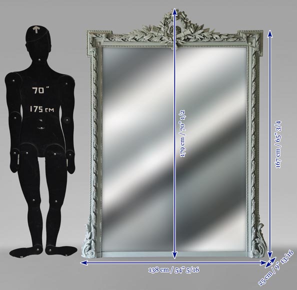 Trumeau de style Louis XVI richement décoré d'une couronne de fleurs Trumeau de style Louis XVI richement décoré d'une couronne de fleurs-5