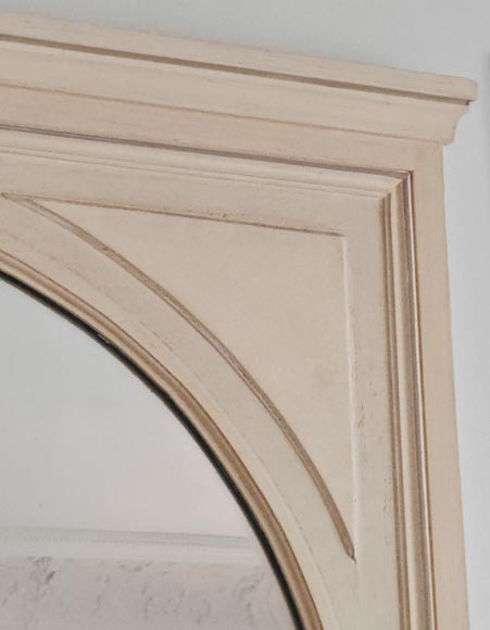 Trumeau de style Louis XVI avec miroir au dessus en demi-rond Trumeau de style Louis XVI avec miroir au dessus en demi-rond-2