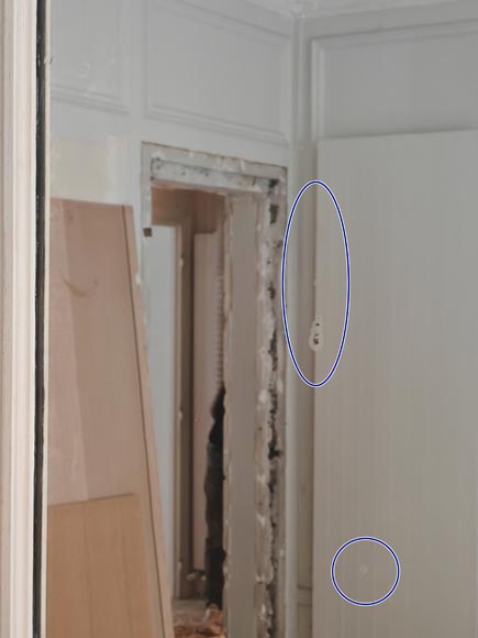 Trumeau de style Louis XVI avec miroir au dessus en demi-rond Trumeau de style Louis XVI avec miroir au dessus en demi-rond-4