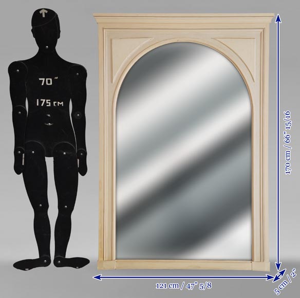 Trumeau de style Louis XVI avec miroir au dessus en demi-rond Trumeau de style Louis XVI avec miroir au dessus en demi-rond-5