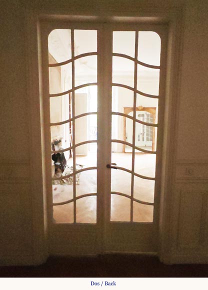 Paire de doubles portes de style Napoléon III à petits carreaux vitrés Paire de doubles portes de style Napoléon III à petits carreaux vitrés-5